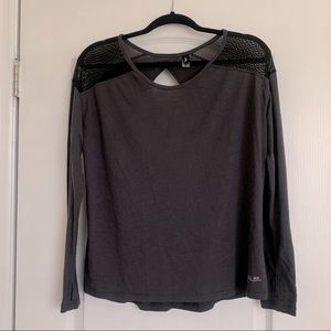 Adore Me Open Back Mesh Shoulder Long Sleeve Tee